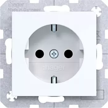 HAGER WAS1400WG Schuko-stikdåse, indbygget, skrueløftklemmer, 16 A, 250 V, ren hvid