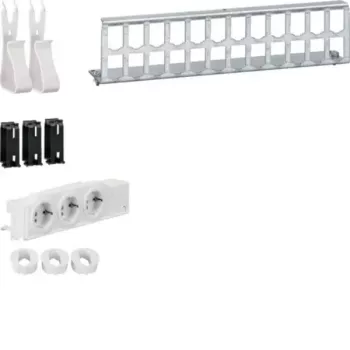 HAGER UM00M4 multimediefeltkit med 3 Schuko-stikdåser og 12 RJ45-tilslutninger, hvid