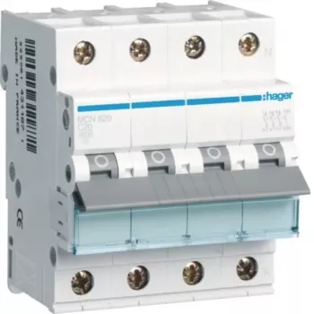 Hager MCN620 3P+N C-karakteristik 20A 6kA automatsikring