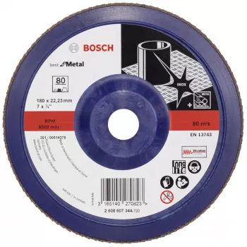 Bosch X571 Best for Metal fiberslibeskive 180 mm, P40, zirkonkorund, 22,23 mm boring 2608607344