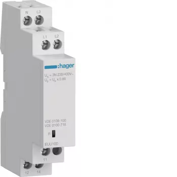 Hager EUU100 Phase Monitoring Relay, 3-Phase, 1 Changeover Contact, 3x230/400V AC