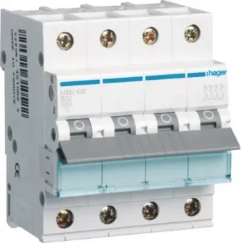 Hager MBN432 4-polet 32A B-karakteristik 6kA automatsikring