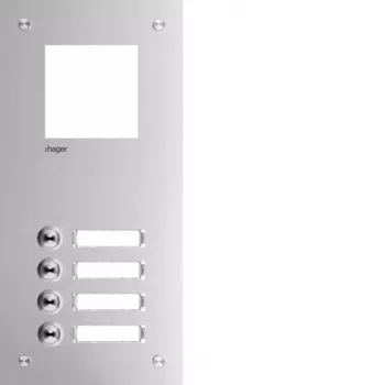 Hager RTQ104X samtaleanlæg frontplade, 4-taster, aluminium
