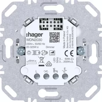 HAGER WDN2030 universal-dimmerindsats, 1-faset, indbygget, 230V, 300W/100W LED