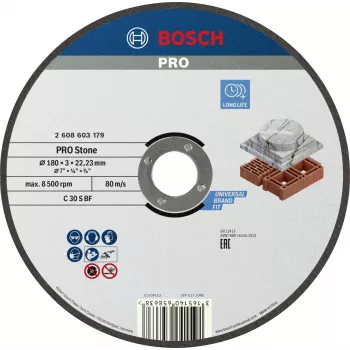 Bosch skæreskive 180 mm lige udførelse type 41 til metal, 1 stk. 2608603179