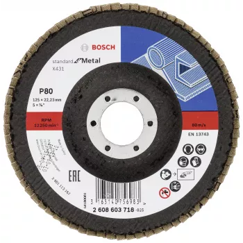 Bosch X431 standard færslibeskive til metal, lige, 125 mm, korn 80, glasfiberbagside 2608603718