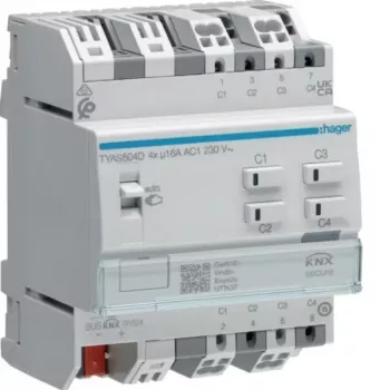 Hager TYAS604D KNX Secure kontakt-/persienneaktor 4/2-kanal 16A C-Load
