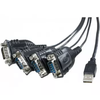 Exertis Connect USB-til-seriel adapterkabel, USB-A han til DB-9 han, 1,3 m, fingerskruer, sort 040344