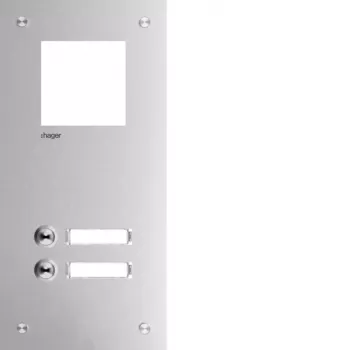 Hager RTQ102X frontplade til samtaleanlæg, mono, 2 opkaldstaster, aluminium