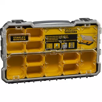 Stanley FatMax Pro-Stack smådele-organizer med 10 udtagelige beholdere, sort/gul