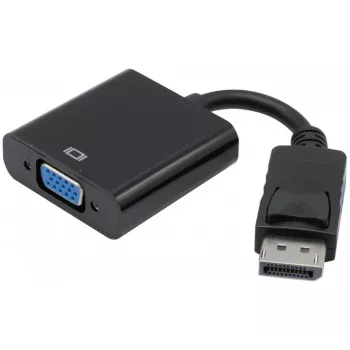 Exertis Connect DisplayPort 1.2 til VGA-adapter med stereo-lyd, aktiv, DisplayPort han til VGA hun, sort (127370)