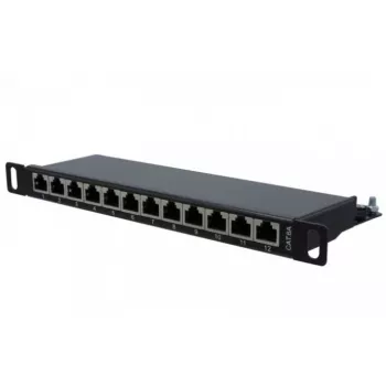 EXERTIS CONNECT Cat. 6A STP 10 inch 0,5U 12-port patchpanel, sort 257312