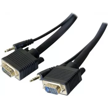 EXERTIS CONNECT S-VGA-monitorkabel med lyd, 15-polet HD D-Sub han til han, 5,0 m, sort 137221