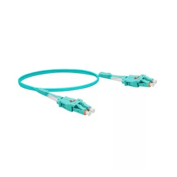 EXERTIS CONNECT Uniboot fiberpatchkabel, OM3 50/125 µm, LC duplex til LC duplex, UPC, aqua, 5 m 392944