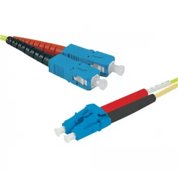 EXERTIS CONNECT 50 m OS2 singlemode fiberpatchkabel, SC duplex til LC duplex, UPC Polish, gul, High Density 393232