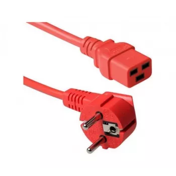 Exertis Connect 16 A vinklet Schuko-til-lige-C19-netkabel, rød, 2 m 640055