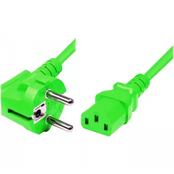 Exertis Connect netkabel, vinklet Schuko-stik til IEC C13-stik, grøn, 1,8 m (808016)