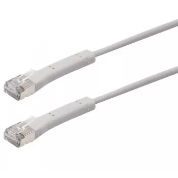 Exertis Connect RJ45 patchkabel, Cat. 6A, F/FTP, vinklet, halogenfri, grå, 0,3 m (854306)