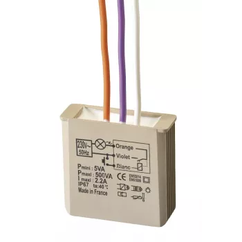 GROTHE indbygningsimpulsrelæ 230V AC 3-500W trykknap MTR500E 5454050