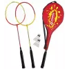 SCHILDKROT Badminton Set 2-Player, Red/Yellow, Hardened Steel Rackets, Recreational Quality, 970902