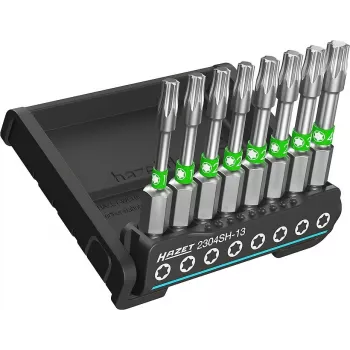 HAZET 2304SH-13 8-delt indvendigt TORX-bit-sæt 1/4 tomme drev T10-T45, 25 mm, specialstål, fosfateret