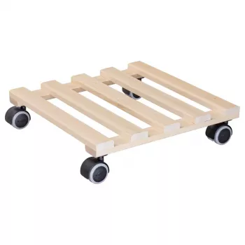 Wagner design yourself Plant Roller GH 0438, Square Solid Beech Wood, 34 x 34 x 8 cm, 4 Swivel Casters, 100 kg Load Capacity, Natural, Customizable 20043801