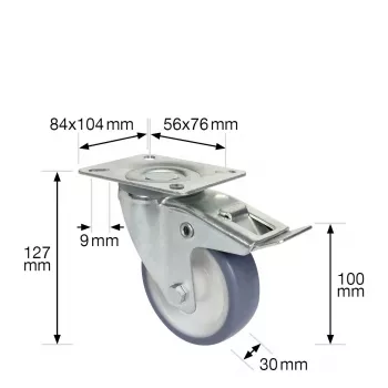 Wagner design yourself svirvelhjul RO 7600 grå 75 mm (4760001)