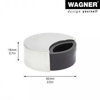 Wagner design yourself EH 5151 dørstopper i zinktrykstøbning med gummipuffer, forkromet, Ø50 mm, til påskruning, sølv 15515111