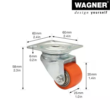 Wagner design yourself tungt belastbar svirvelhjul RO 6935 rød (4693501)
