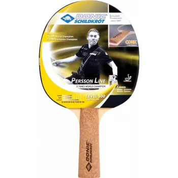 DONIC SCHILDKRÖT Persson 500 bordtennisbat med korkgreb, elite-belægning, 1,6 mm svamp, kontrolorienteret 728451