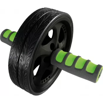 SCHILDKROT AB Roller / mavetræner, sort/grøn, dobbelt hjul, 185 mm diameter, 45 mm bredde 960045