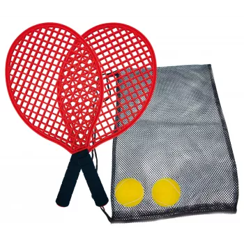 Schildkröt beach tennis sæt, sort/rød – 2 ketchere i plast og softbold 970130