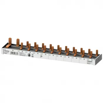 SIEMENS 5ST37840 stiftsamleskinne 16mm², 1x FI-beskyttelsesafbryder 1P+N + 10x kompaktenheder, 12 TE