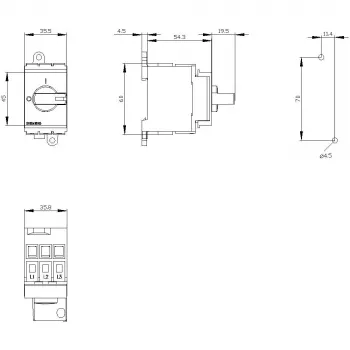 Siemens 3LD30300TK13 hovedafbryder / lastafbryder, 3-polet, 16 A, 7,5 kW, rød/gul