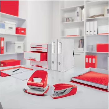 LEITZ Mini NeXXt WOW 5060 Red 10-Sheet 2-Hole Punch 5060-10-26