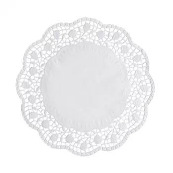 PAPSTAR kageunderlag runde Ø 28 cm, 100 stk., hvidt spidsmønster 12268