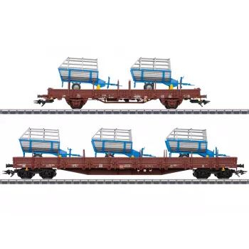 Märklin 46407 godsvogn-sæt stolpevogne DB AG epoke VI (2 vogne, trælast, H0)