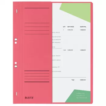 LEITZ Eyelet File DIN A4 Manila Cardboard Red 250 g/m² Official Filing 90 mm Front Cover Pack of 50 (3741-00-25)