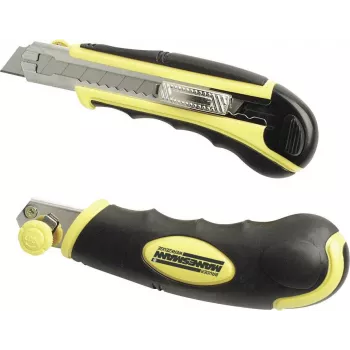 Brüder Mannesmann universal skærekniv med softgrip, automatisk klingejustering, 18 mm aftrækkelig klinge, 60100