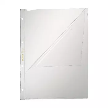 Leitz 4744-0000 PVC transparent A4 dokumentlomme, 2-hulsstansning, 50-pak