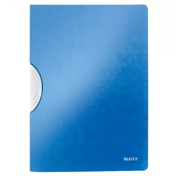 LEITZ WOW ColorClip A4 klemhæfter, metallicblå med 3D-præget overflade, lysegråt indre, 30 ark kapacitet 4185-00-36