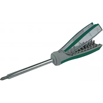 BRÜDER MANNESMANN GREEN LINE 19 inch bit-skruetrækker med integreret bit-depot (M29840)