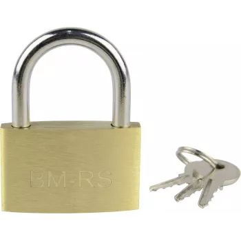 Brüder Mannesmann 38 mm massivt messinghængelås med nøgle M413-40 guldgul