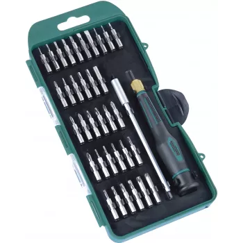 BRÜDER MANNESMANN præcisions-bit-sæt, 36 dele, 4mm sekskantantræk, kærv, Phillips, Torx, unbrako, Pentalobe, Tri-Wing, spanner, firkant, Pozidriv, med 2-komponentgreb 29890