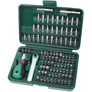 BRÜDER MANNESMANN 99-delt sikkerheds-bit-sæt, 95 chrom-vanadium-bits, 1/4 inch sekskant, magnetisk holder, organizer-etui 29899