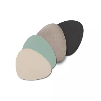 Zeller 27057 glasunderlægssæt, 6-dele, kunstlæder, 12 x 10 cm, beige