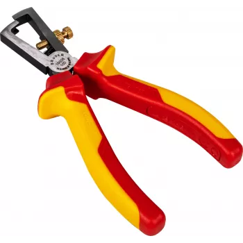 BRÜDER MANNESMANN VDE Wire Stripping Pliers 160 mm, 1000V Insulated, Chrome Vanadium, Red/Yellow 10608
