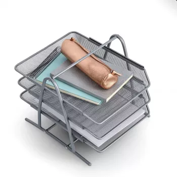 ZELLER MESHLINE 3-trins A4 aluminiumsbrevbakke, sølv 17701