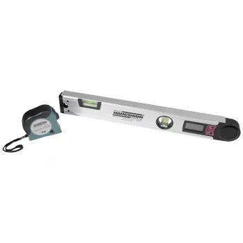 Brüder Mannesmann digital vinkelmåler med vaterpas, 400 mm, LCD, 0-220°, 0,1° opløsning, aluminium (M81230)
