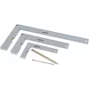 Brüder Mannesmann M81210 5-Piece Try Square Set with Scriber, Hardened Steel, Metric, 100 mm Blade, 0-180° Protractor, 45° Miter, Center Square, Plastic Case 0418002